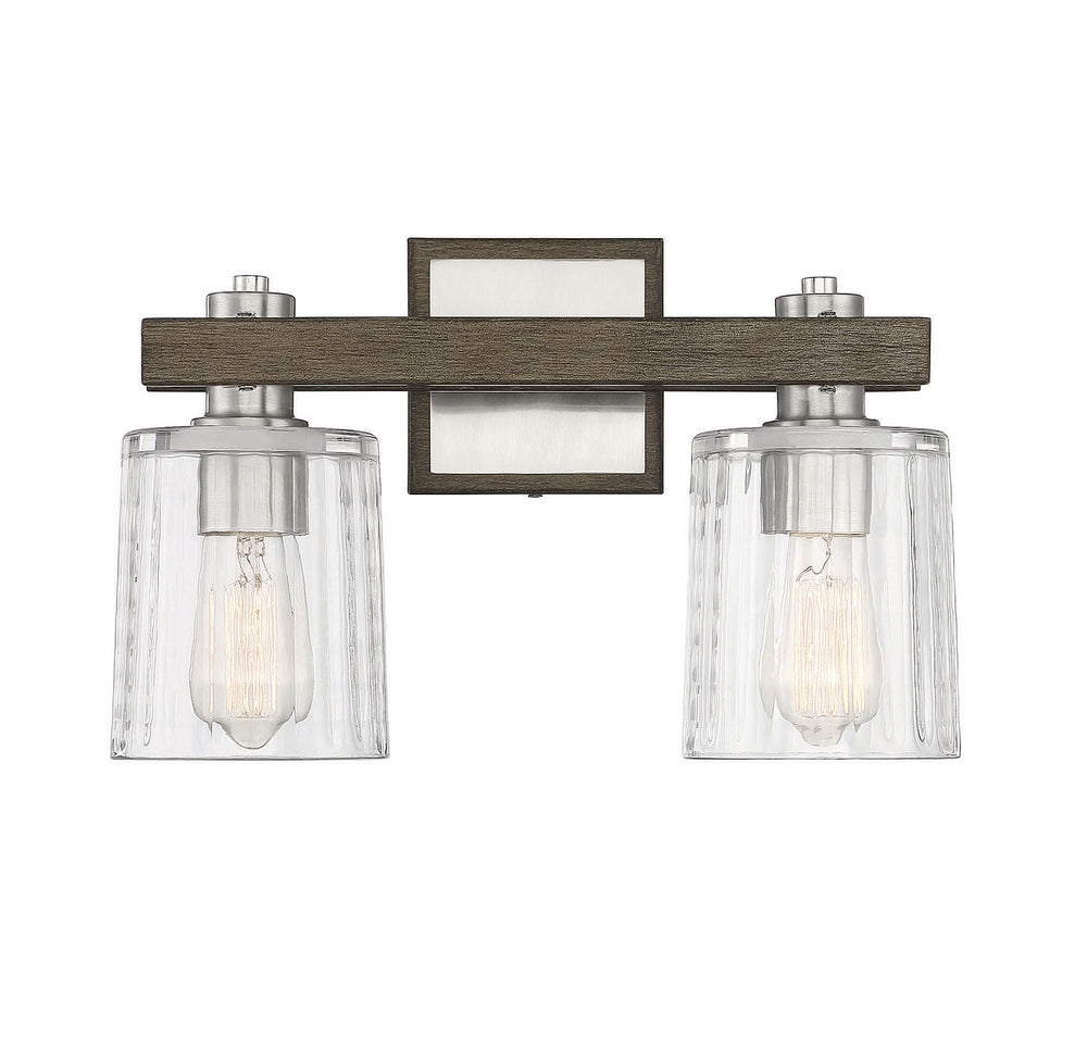 Savoy House - 8-1255-2-165 - Two Light Bath Bar - Halifax - Satin Nickel with Gray Wood