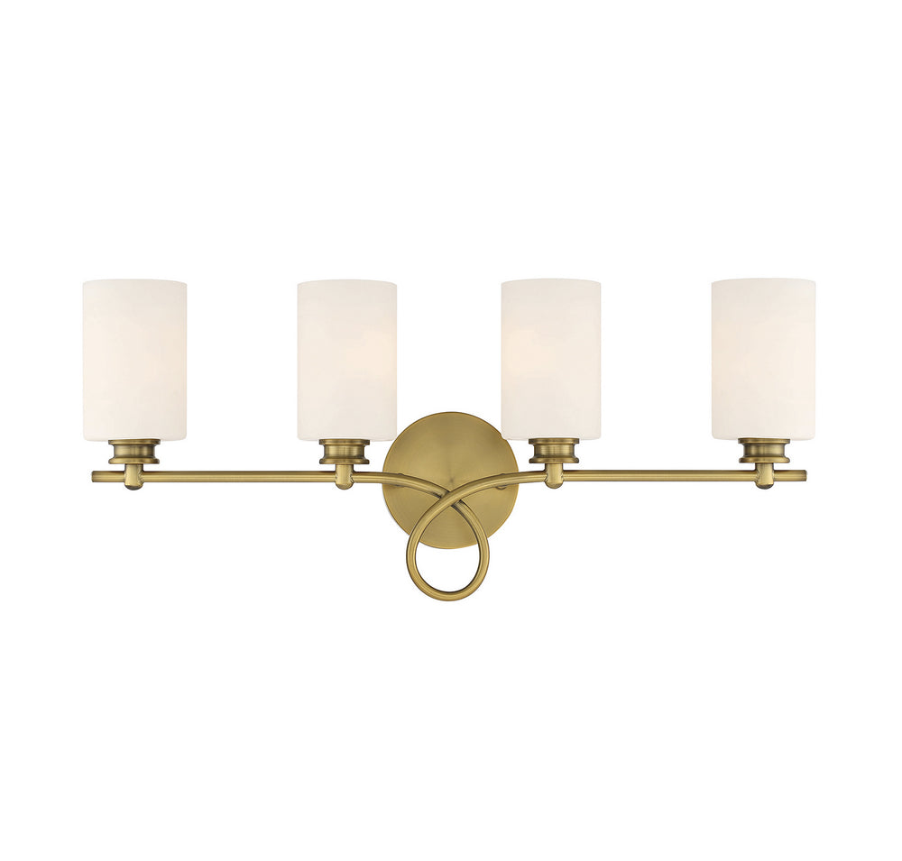 Savoy House - 8-530-4-322 - Four Light Bath Bar - Woodbury - Warm Brass