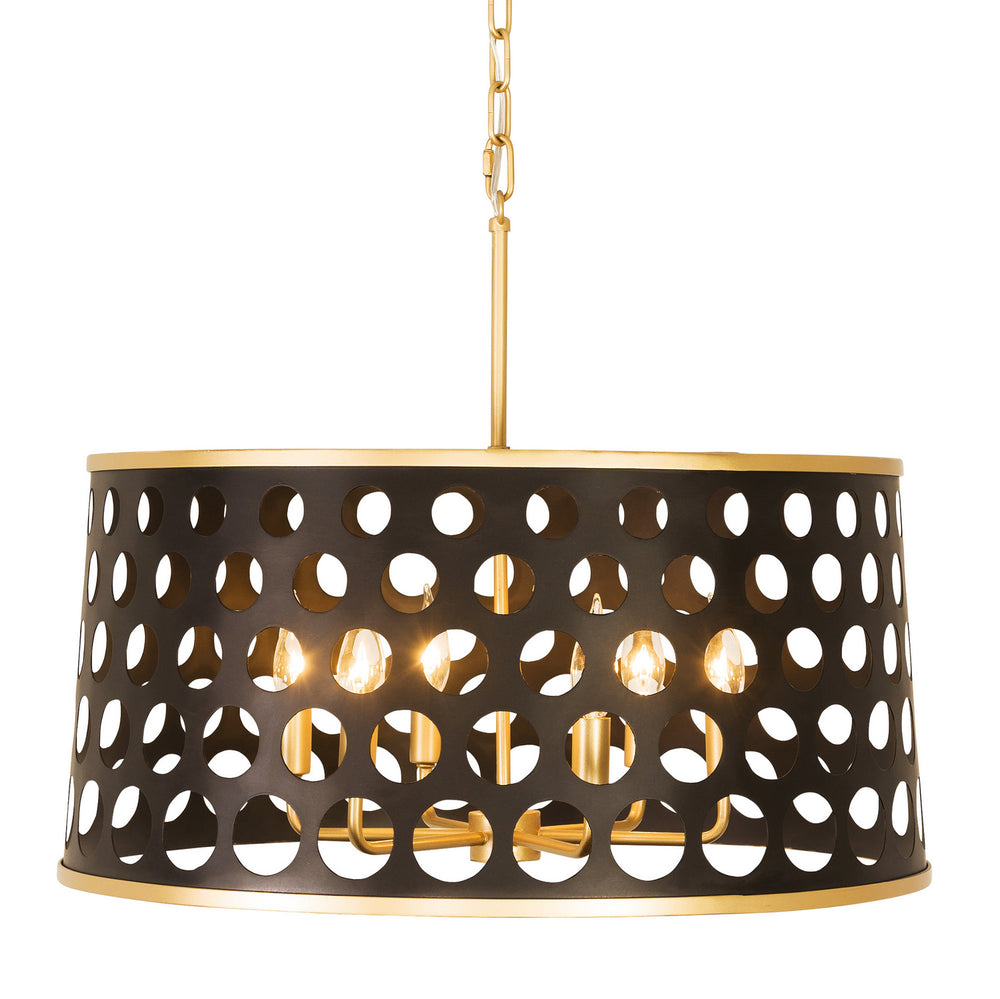 Varaluz - 346P06MBFG - Six Light Pendant - Bailey - Matte Black/French Gold