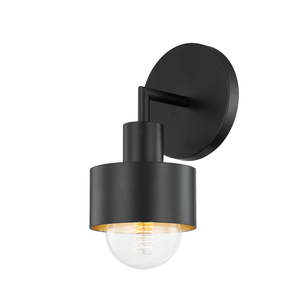 Troy Lighting - B8711-SBK/GL - One Light Wall Sconce - North - Soft Black/Gold Leaf