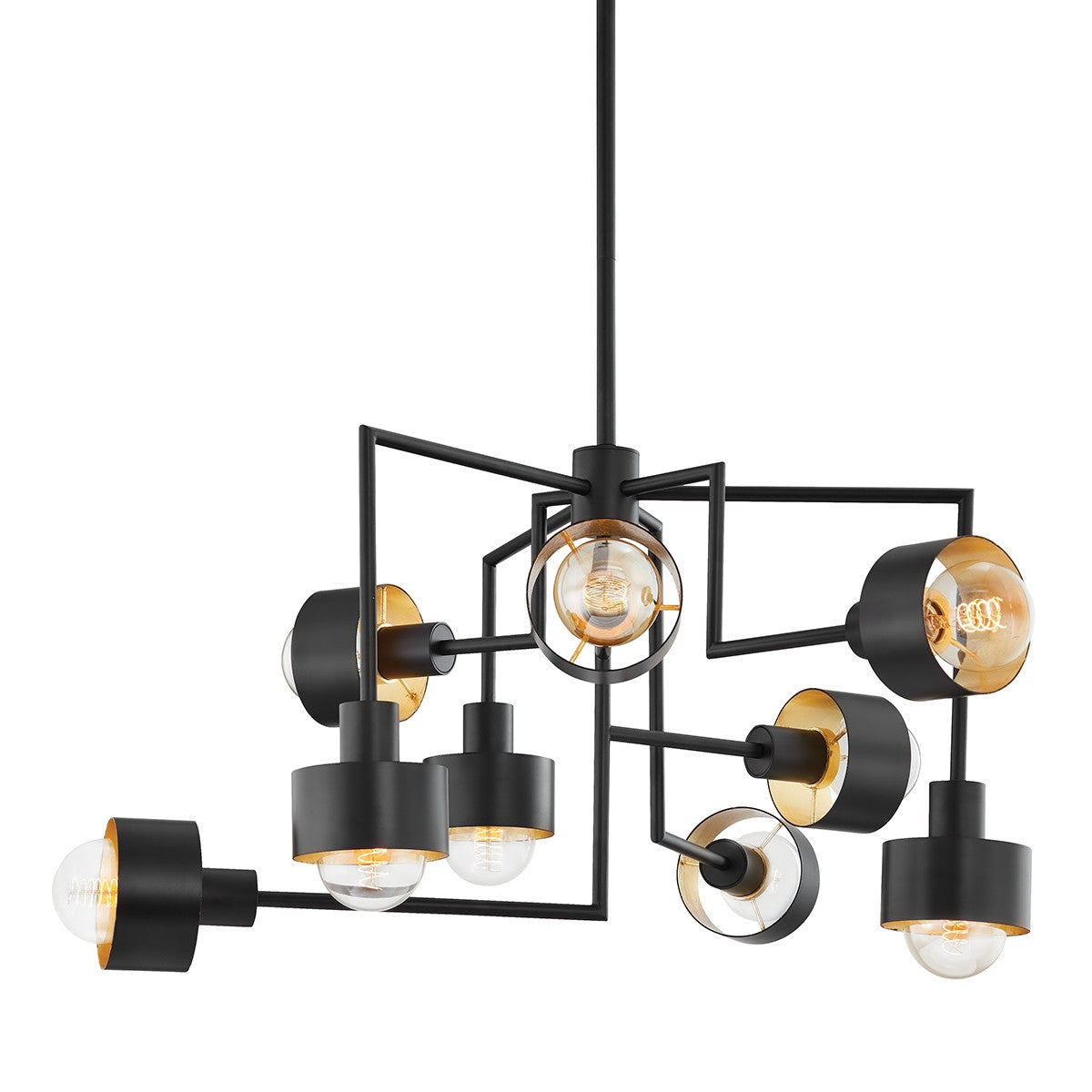 Troy Lighting - F8737-SBK/GL - Nine Light Chandelier - North - Soft Black/Gold Leaf