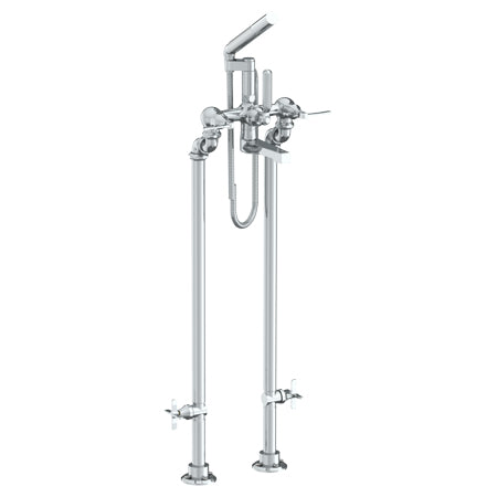 Floor Standing Bath Set With Hand Shower And Shut-Off Valves