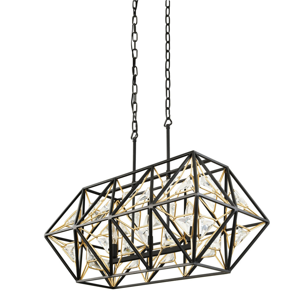 Varaluz - 353N03MBFG - Three Light Linear Pendant - Marcia - Matte Black/French Gold