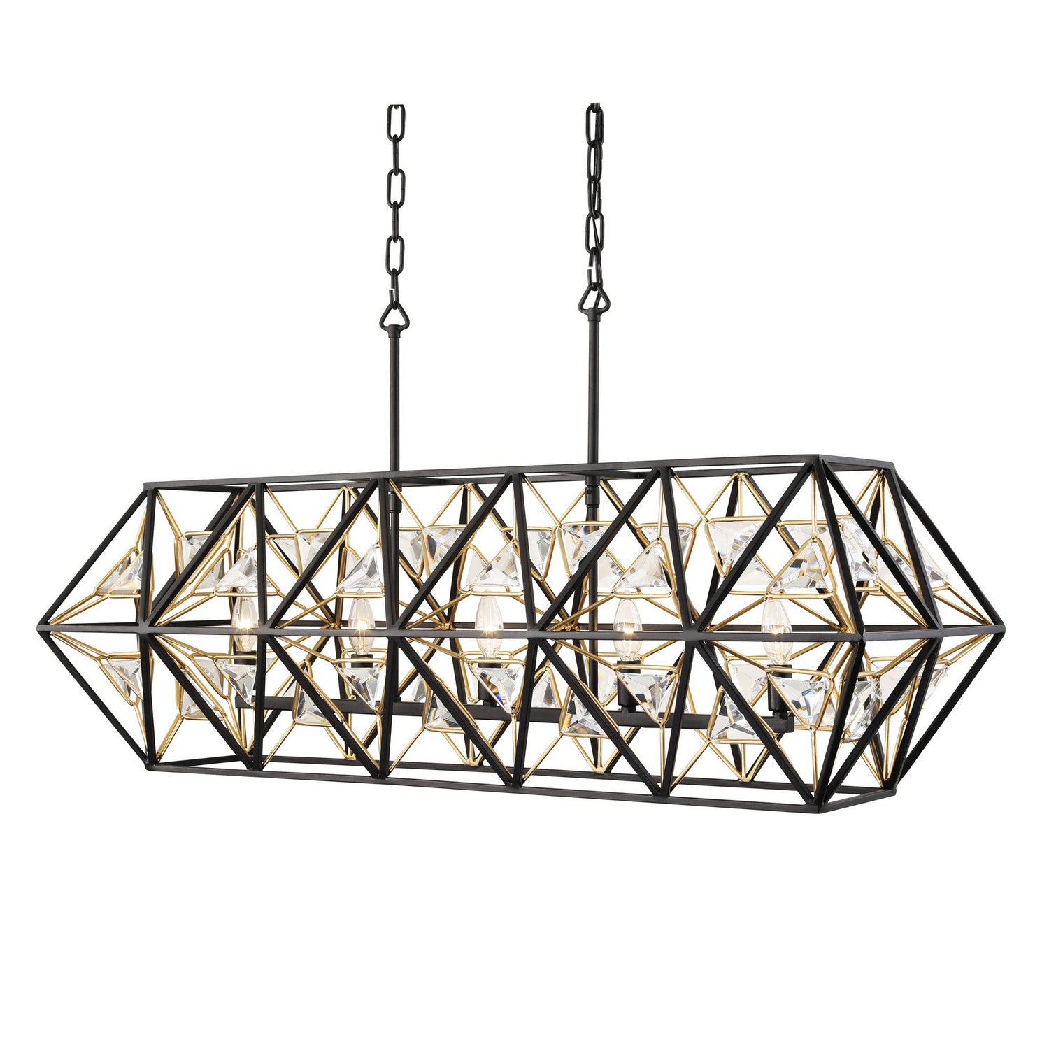 Varaluz - 353N05MBFG - Five Light Linear Pendant - Marcia - Matte Black/French Gold