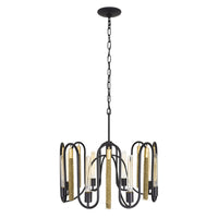 Varaluz - 354P08MBAG - Eight Light Pendant - Darden - Matte Black/Antique Gold