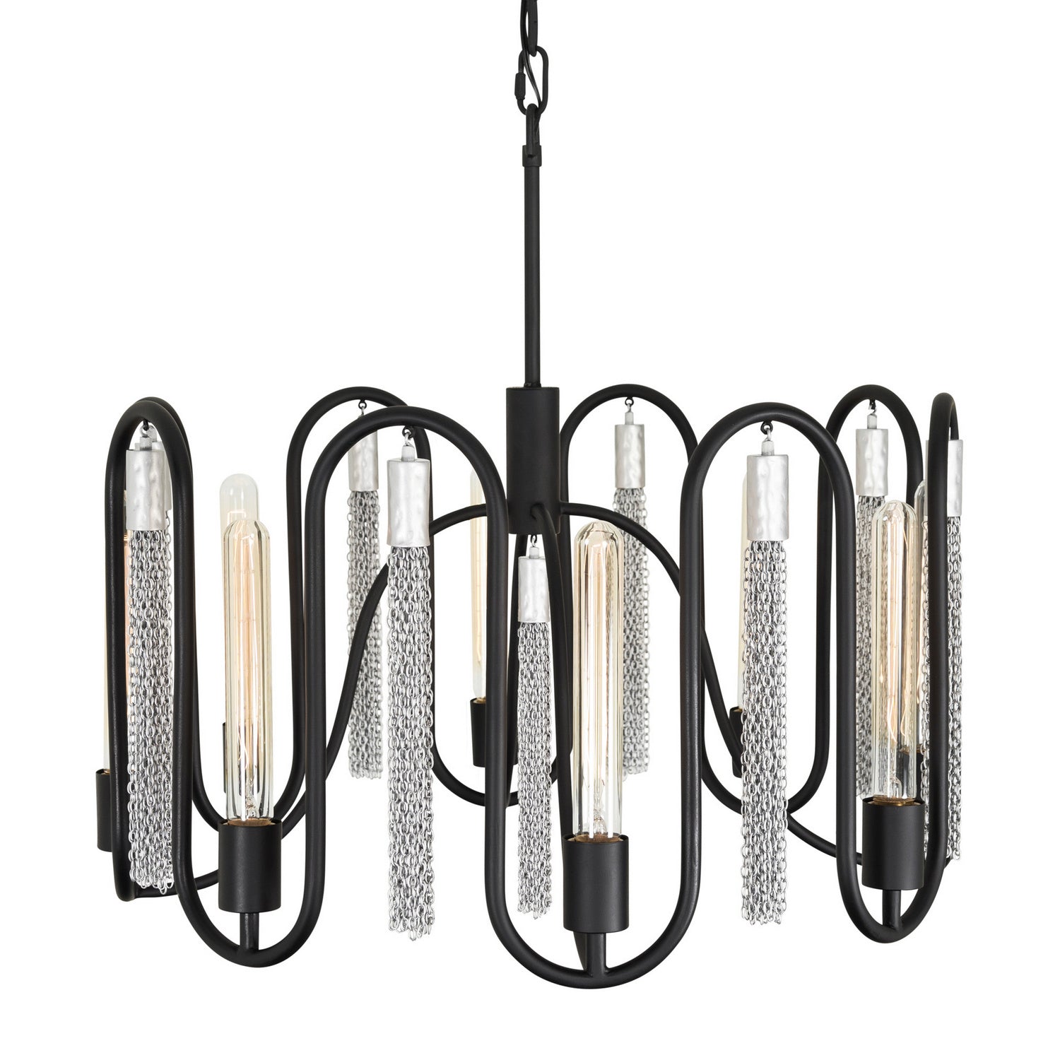 Varaluz - 354P08MBCH - Eight Light Pendant - Darden - Matte Black/Painted Chrome