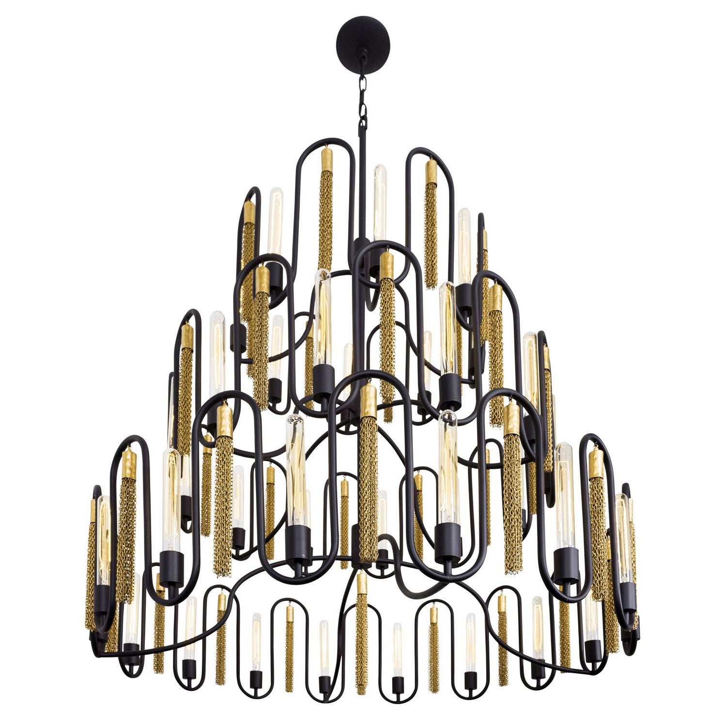 Varaluz - 354P36MBAG - 36 Light Chandelier - Darden - Matte Black/Antique Gold