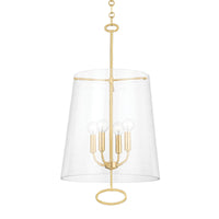 Hudson Valley - 4717-AGB - Four Light Pendant - James - Aged Brass