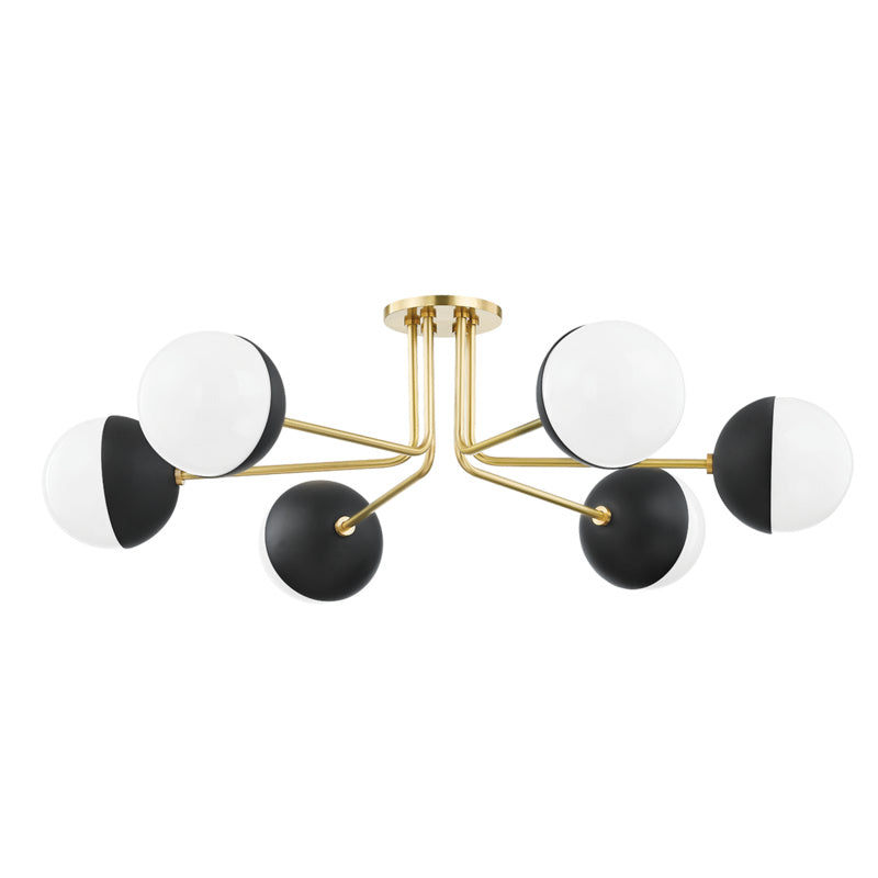 Mitzi - H344606-AGB/BK - Six Light Semi Flush Mount - Renee - Aged Brass/Black