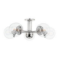 Mitzi - H503605-PN - Five Light Semi Flush Mount - Meadow - Polished Nickel