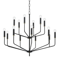 Mitzi - H516815-AGB/SBK - 15 Light Chandelier - Bailey - Aged Brass/Soft Black