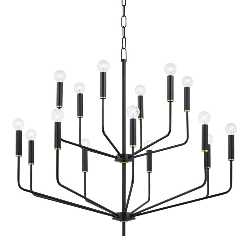 Mitzi - H516815-AGB/SBK - 15 Light Chandelier - Bailey - Aged Brass/Soft Black