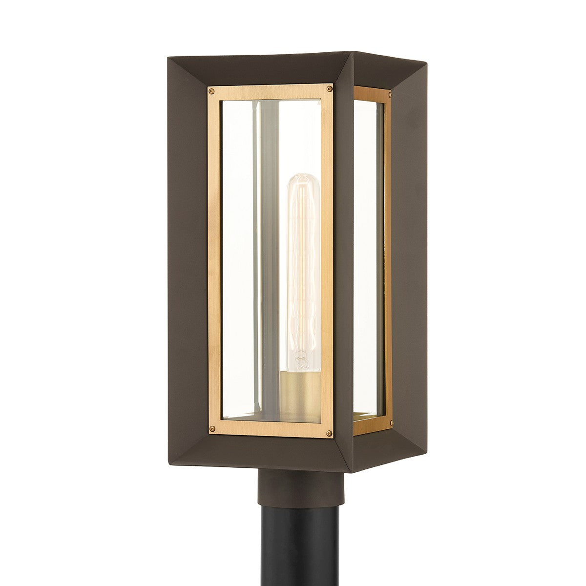 Troy Lighting - P4055-TBZ/PBR - One Light Outdoor Post Mount - Lowry - Textured Bronze/Patina Brass