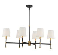 Savoy House - 1-1631-6-143 - Six Light Linear Chandelier - Brody - Matte Black with Warm Brass Accents