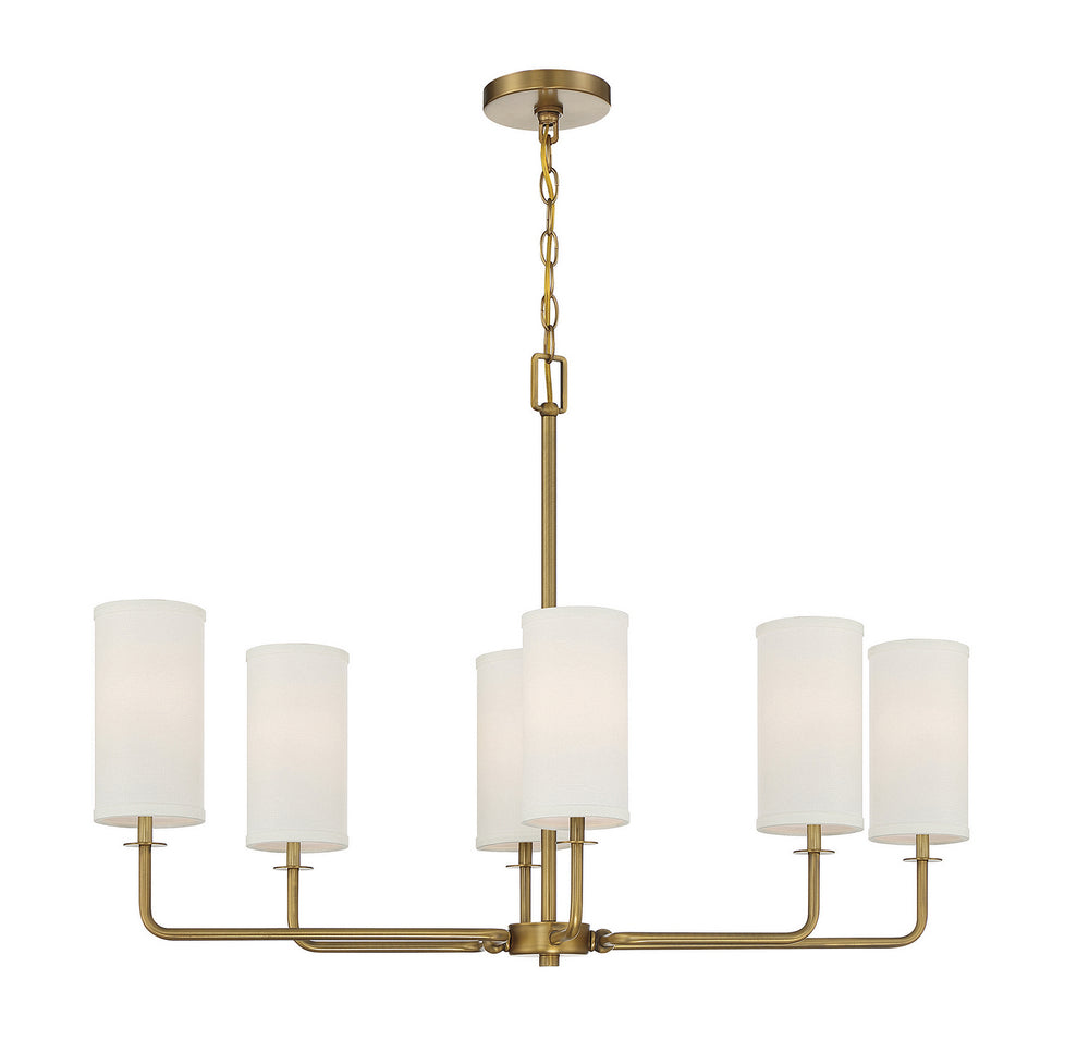 Savoy House - 1-1756-6-322 - Six Light Linear Chandelier - Powell - Warm Brass