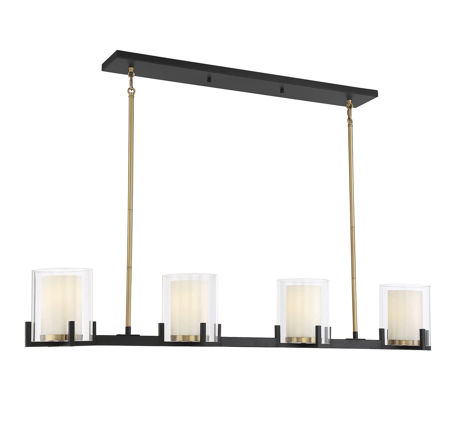 Savoy House - 1-1982-4-143 - Four Light Linear Chandelier - Eaton - Matte Black with Warm Brass Accents