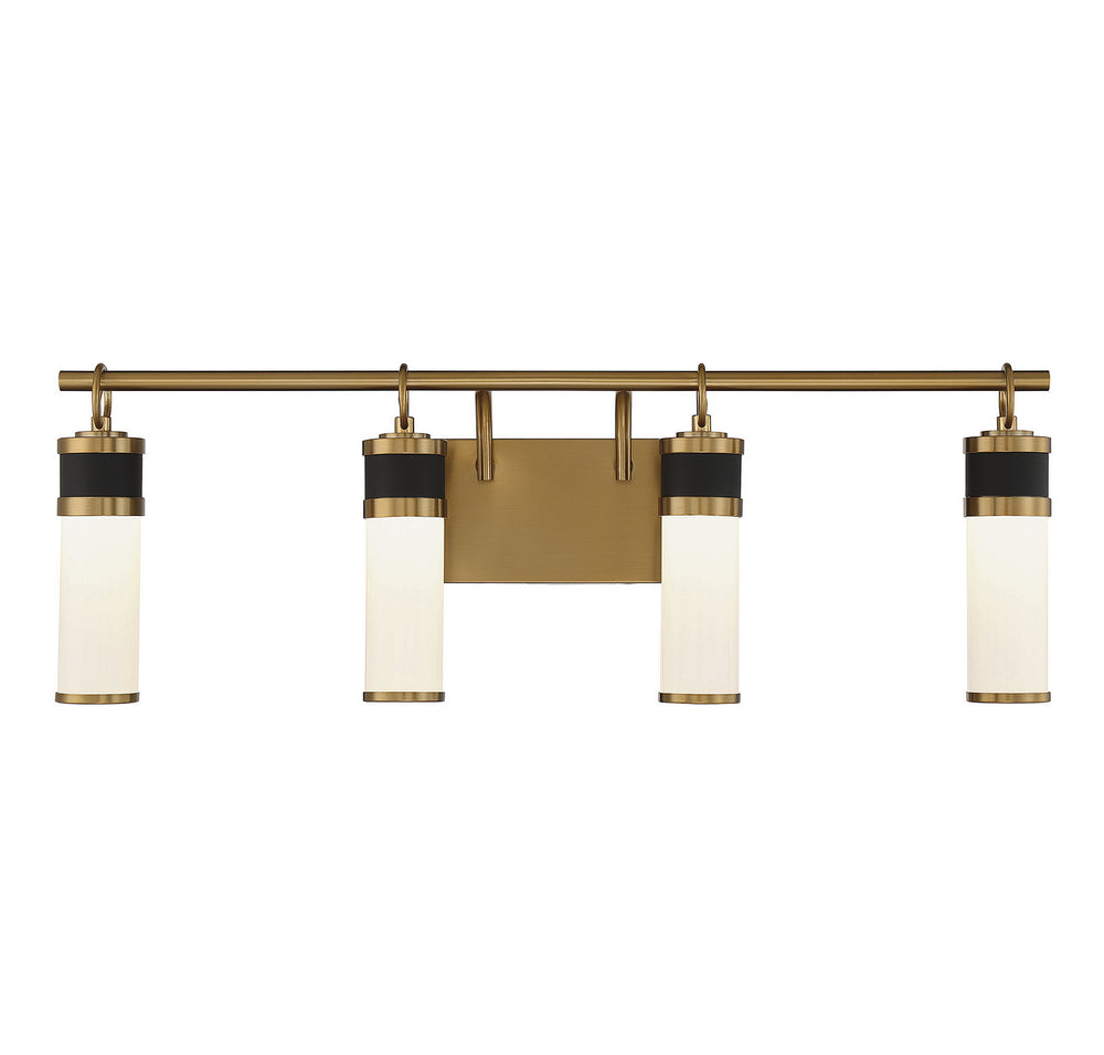 Savoy House - 8-1638-4-143 - LED Bathroom Vanity - Abel - Matte Black with Warm Brass Accents