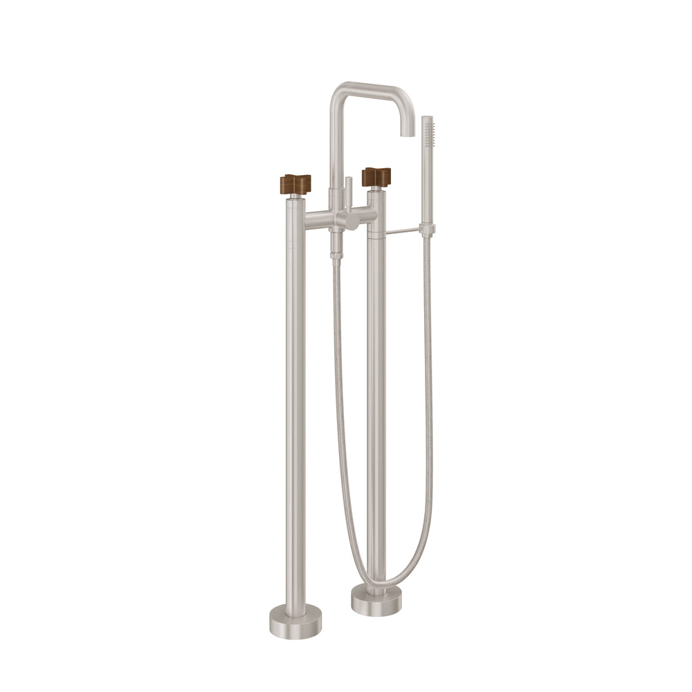 California Faucets - 1203-37XT.20-SN - Contemporary Floor Mount Tub Filler - Quad Spout - Satin Nickel  - Bolsa