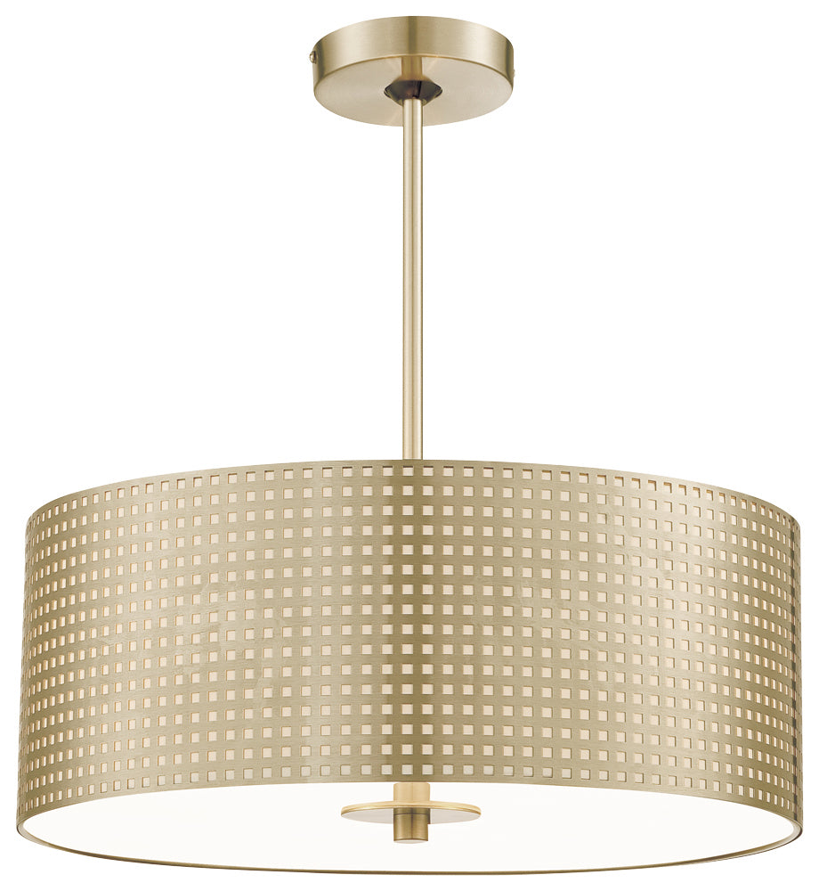 George Kovacs - P5743-695 - Three Light Pendant - Grid - Soft Rass