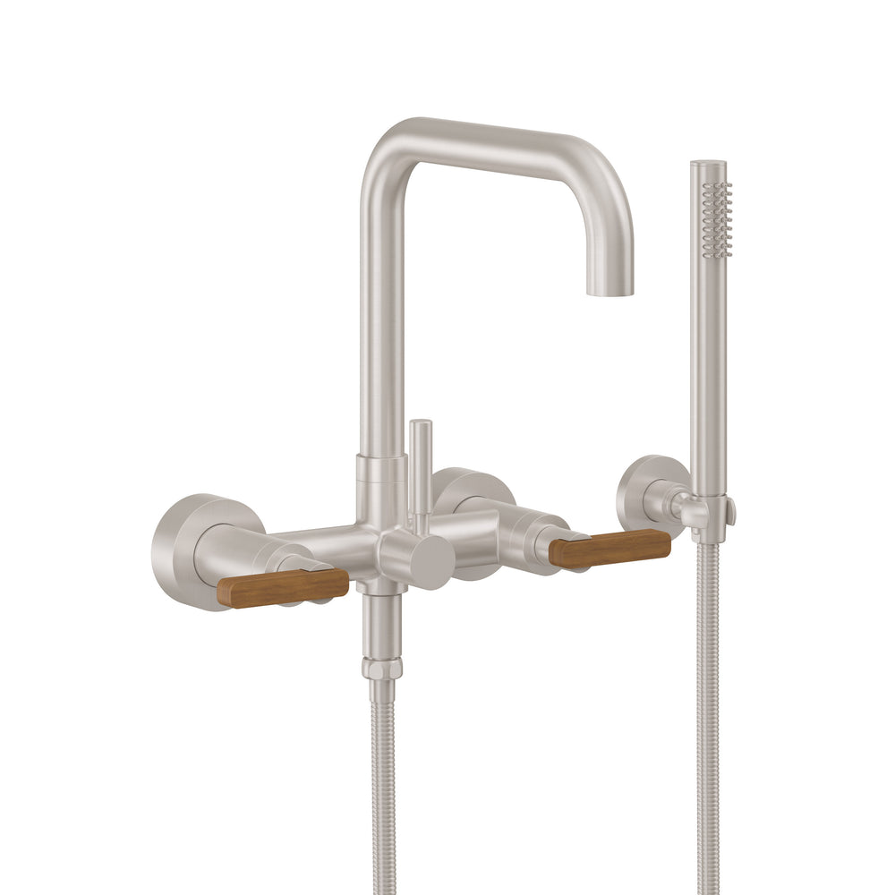 California Faucets - 1206-37T.18-SN - Contemporary Wall Mount Tub Filler - Quad Spout - Satin Nickel  - Bolsa