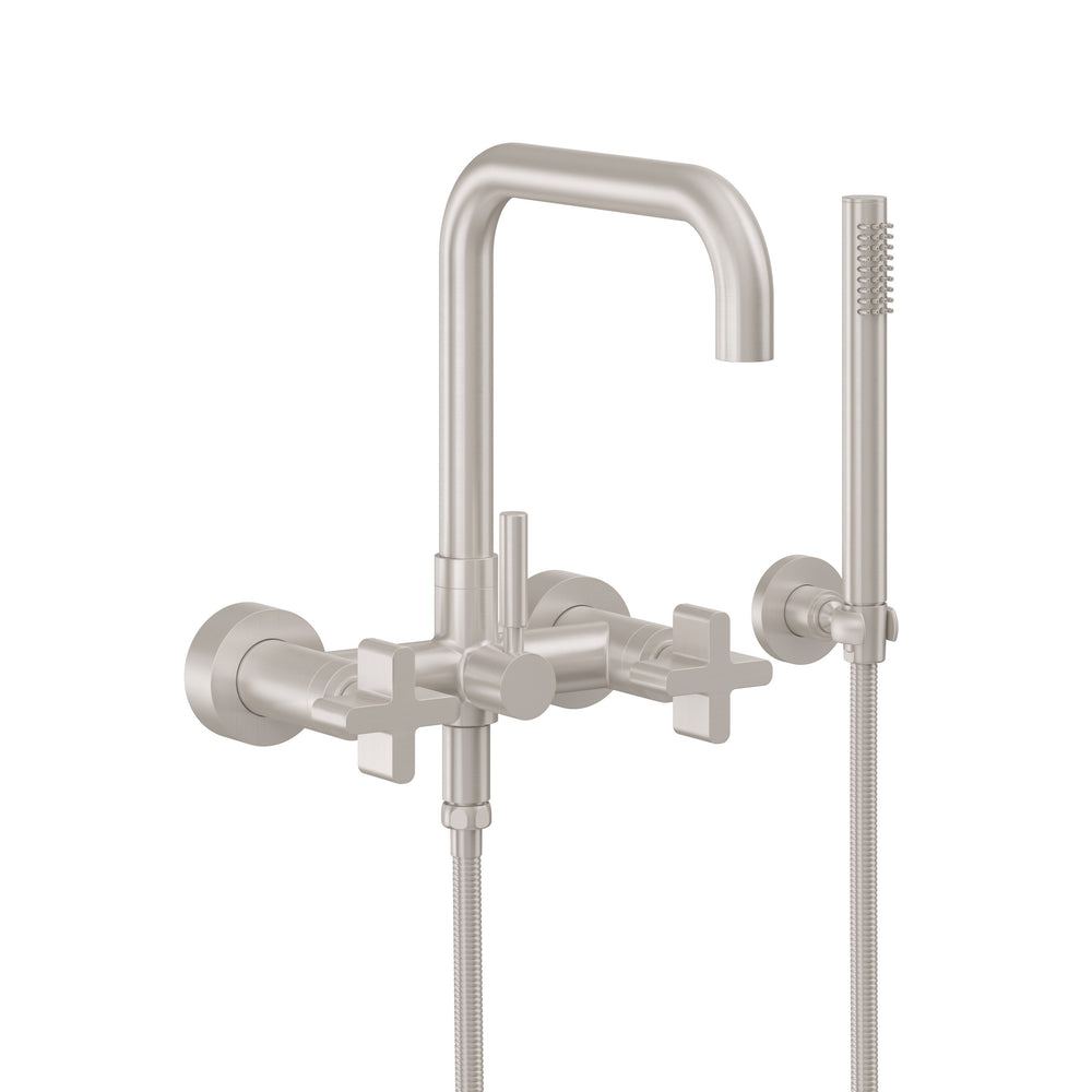 California Faucets - 1206-37X.18-SN - Contemporary Wall Mount Tub Filler - Quad Spout - Satin Nickel  - Bolsa