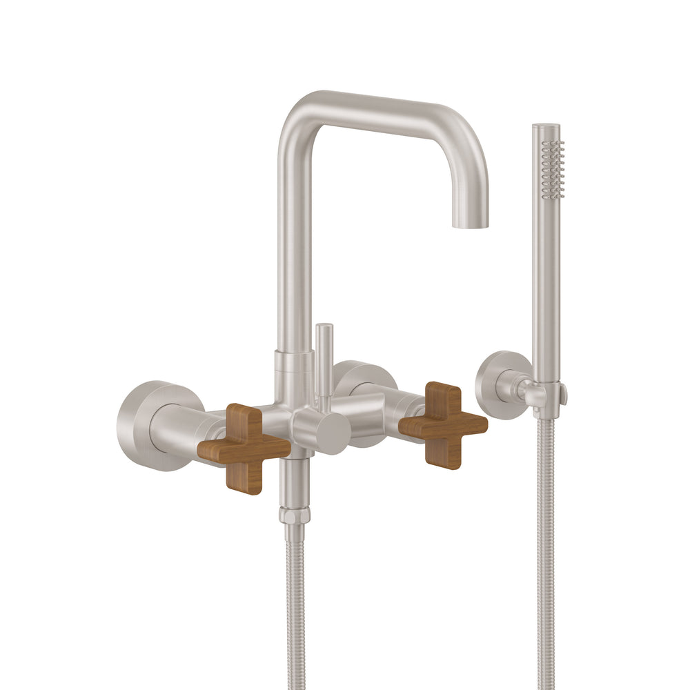 California Faucets - 1206-37XT.18-SN - Contemporary Wall Mount Tub Filler - Quad Spout - Satin Nickel  - Bolsa