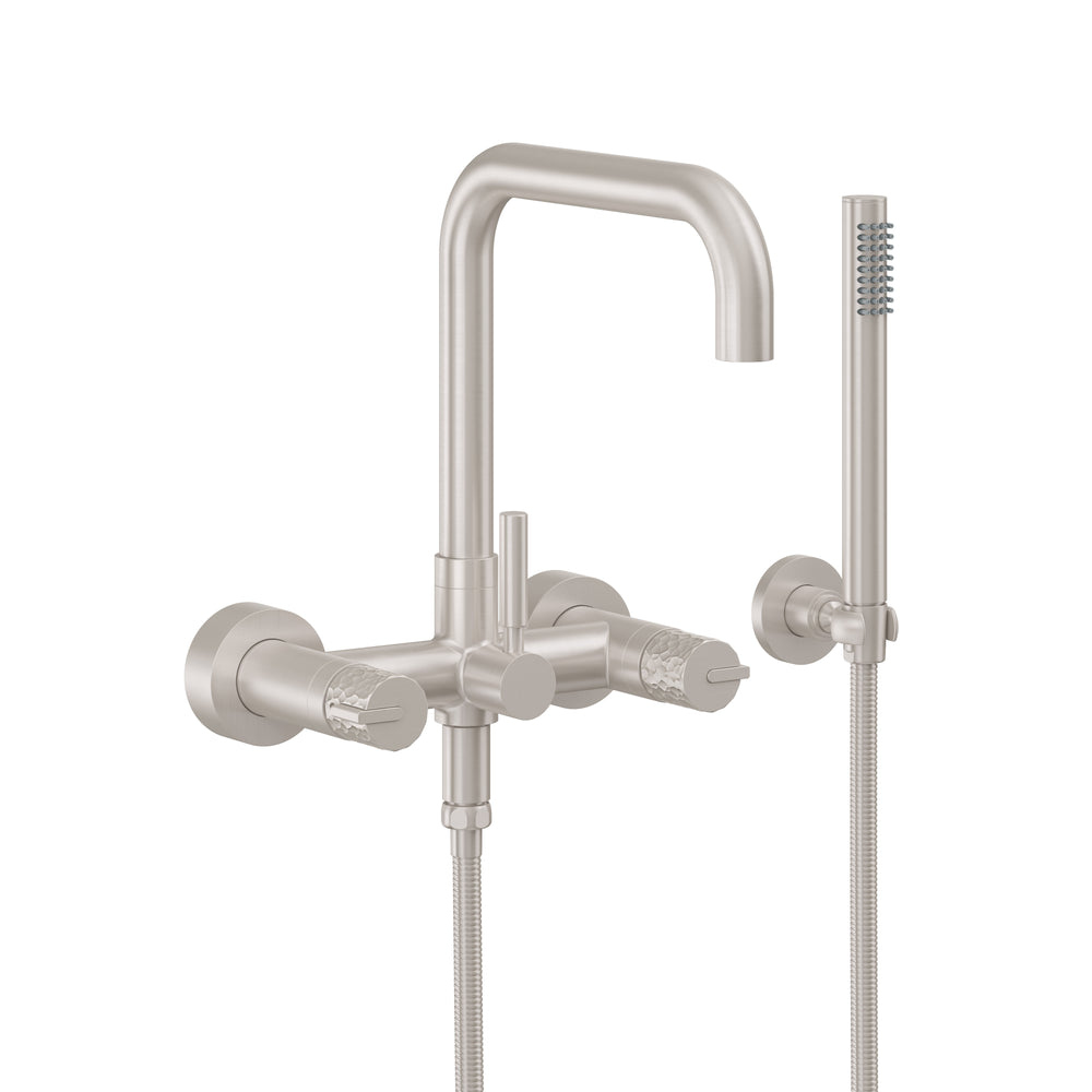 California Faucets - 1206-39H.18-SN - Contemporary Wall Mount Tub Filler - Quad Spout - Satin Nickel  - Bolsa