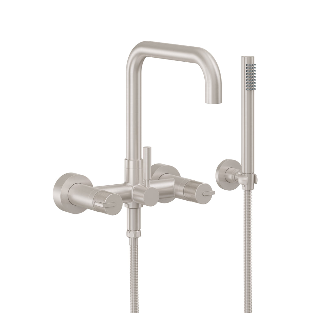 California Faucets - 1206-39K.18-SN - Contemporary Floor Mount Tub Filler - Quad Spout - Satin Nickel  - Bolsa