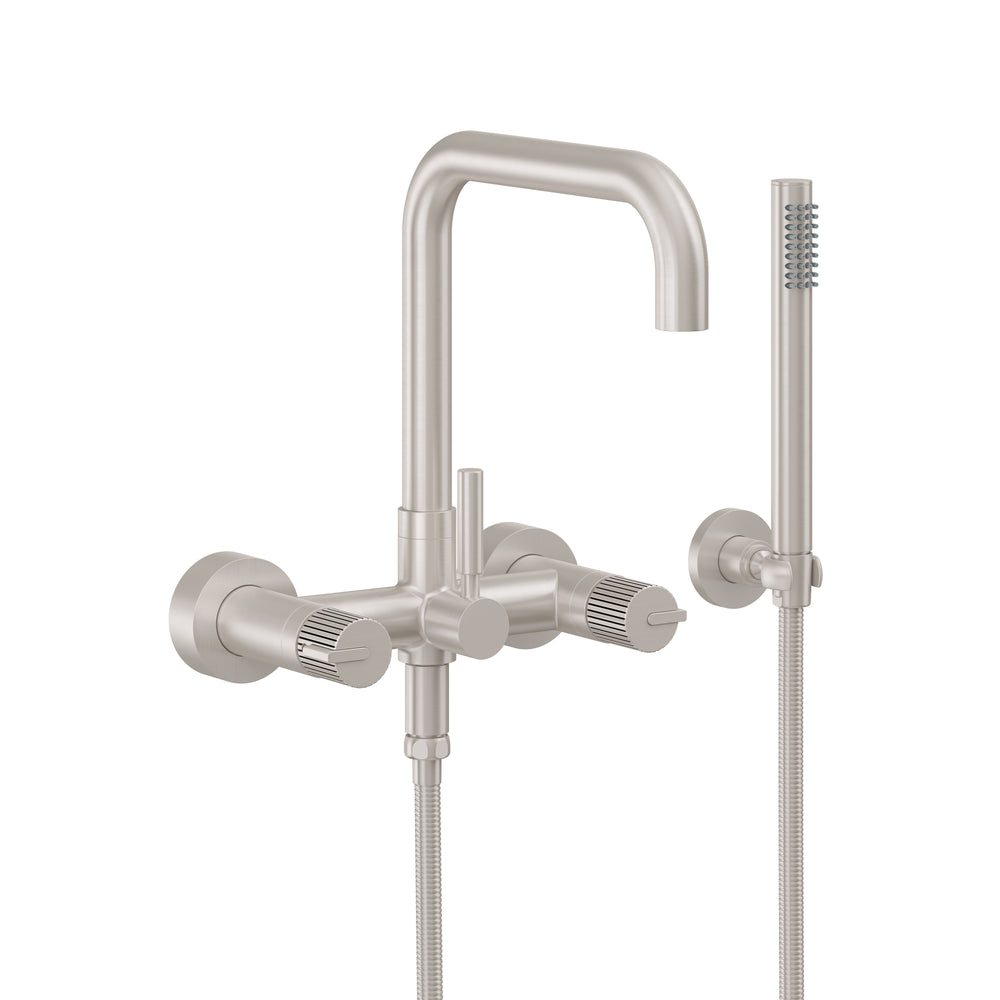 California Faucets - 1206-39PI.18-SN - Contemporary Wall Mount Tub Filler - Quad Spout - Satin Nickel  - Bolsa