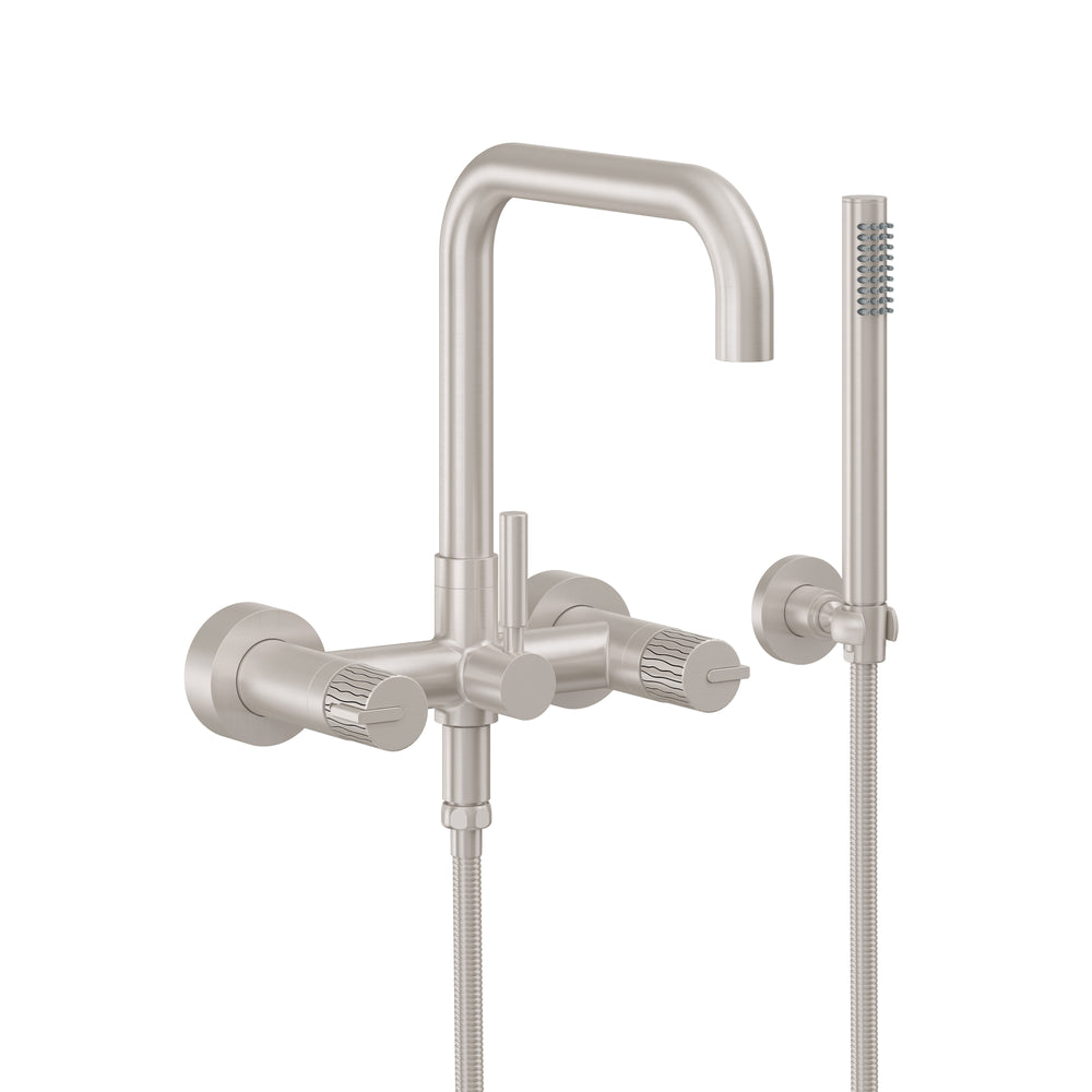 California Faucets - 1206-39RI.18-SN - Contemporary Floor Mount Tub Filler - Quad Spout - Satin Nickel  - Bolsa