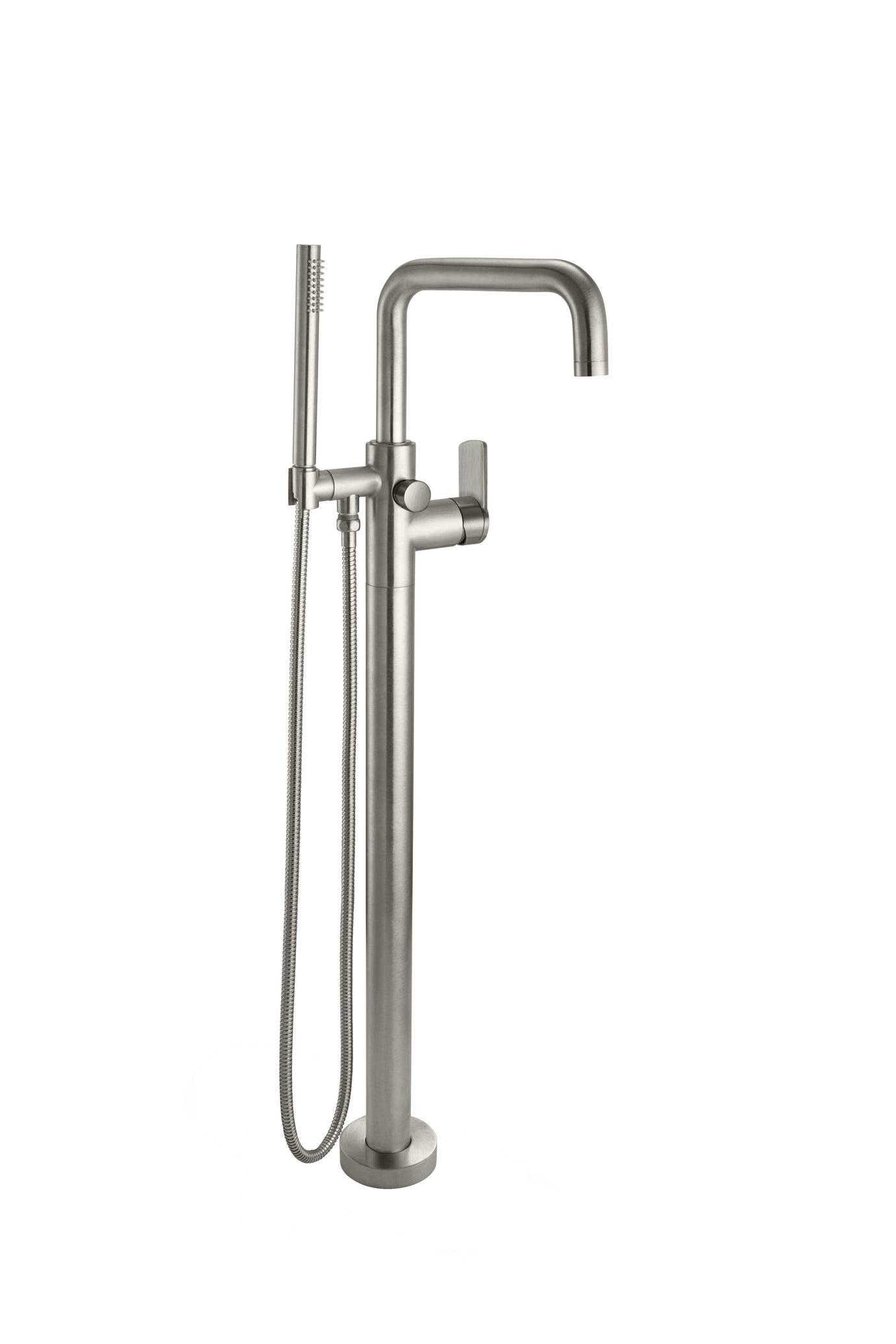 California Faucets - 1211-HE4.20-SN - Contemporary Single Hole Floor Mount Tub Filler - Quad Spout - Satin Nickel  - Bolsa