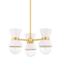 Mitzi - H469603-AGB/CCR - Three Light Semi Flush Mount - Gillian - Aged Brass/Ceramic Gloss Cream