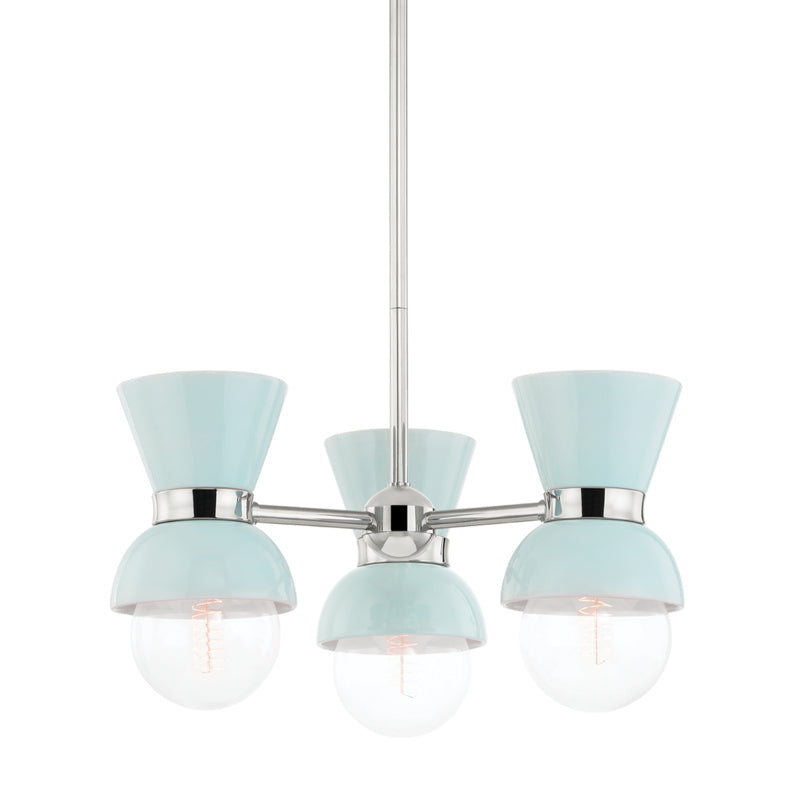 Mitzi - H469603-PN/CRB - Three Light Semi Flush Mount - Gillian - Polished Nickel/Ceramic Gloss Robins Egg Blue