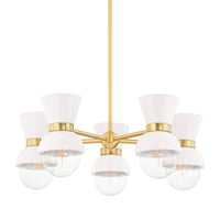 Mitzi - H469805-AGB/CCR - Five Light Chandelier - Gillian - Aged Brass/Ceramic Gloss Cream