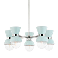 Mitzi - H469805-PN/CRB - Five Light Chandelier - Gillian - Polished Nickel/Ceramic Gloss Robins Egg Blue