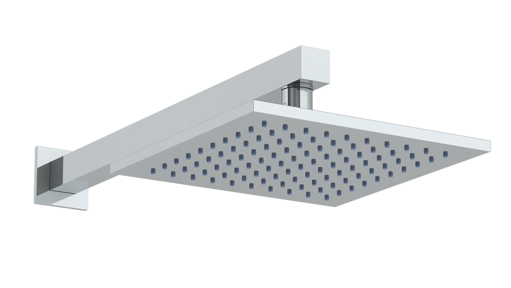 Wall Mounted Showerhead, 8", With 15 1/2" Arm And Flange