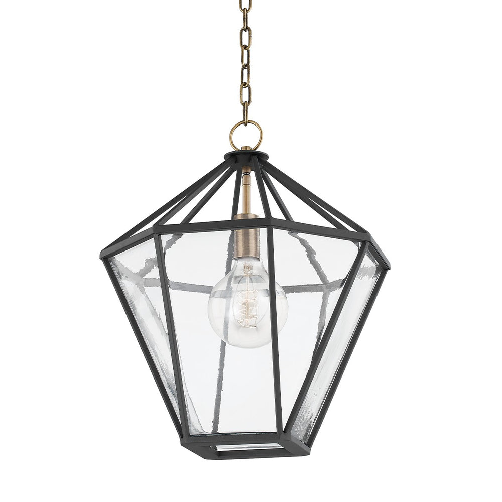 Troy Lighting - F8218-PBR/TBK - One Light Lantern - Moss - Patina Brass/Textured Black