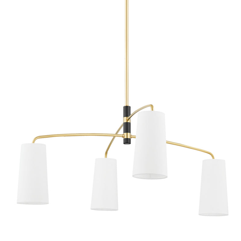 Mitzi - H612804-AGB/SBK - Four Light Chandelier - Evelyn - Aged Brass/Soft Black