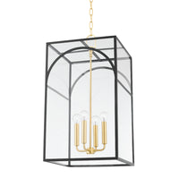 Mitzi - H642704L-AGB/TBK - Four Light Pendant - Addison - Aged Brass/Textured Black Combo