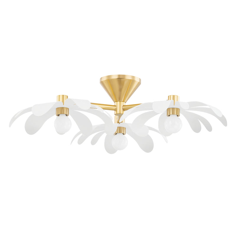 Mitzi - H698603-AGB/TWH - Three Light Semi Flush Mount - Twiggy - Aged Brass/Textured White