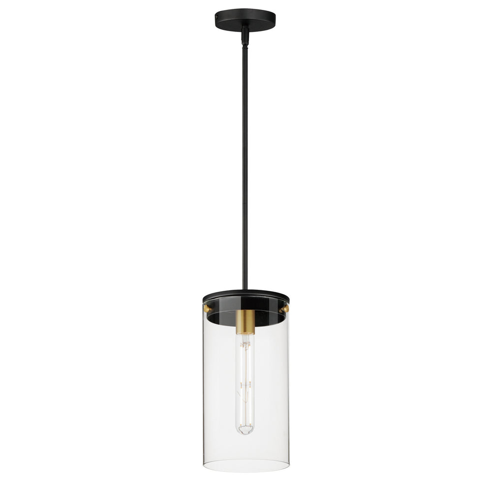 Maxim - 12408CLBKSBR - One Light Pendant - Pinn - Black / Satin Brass