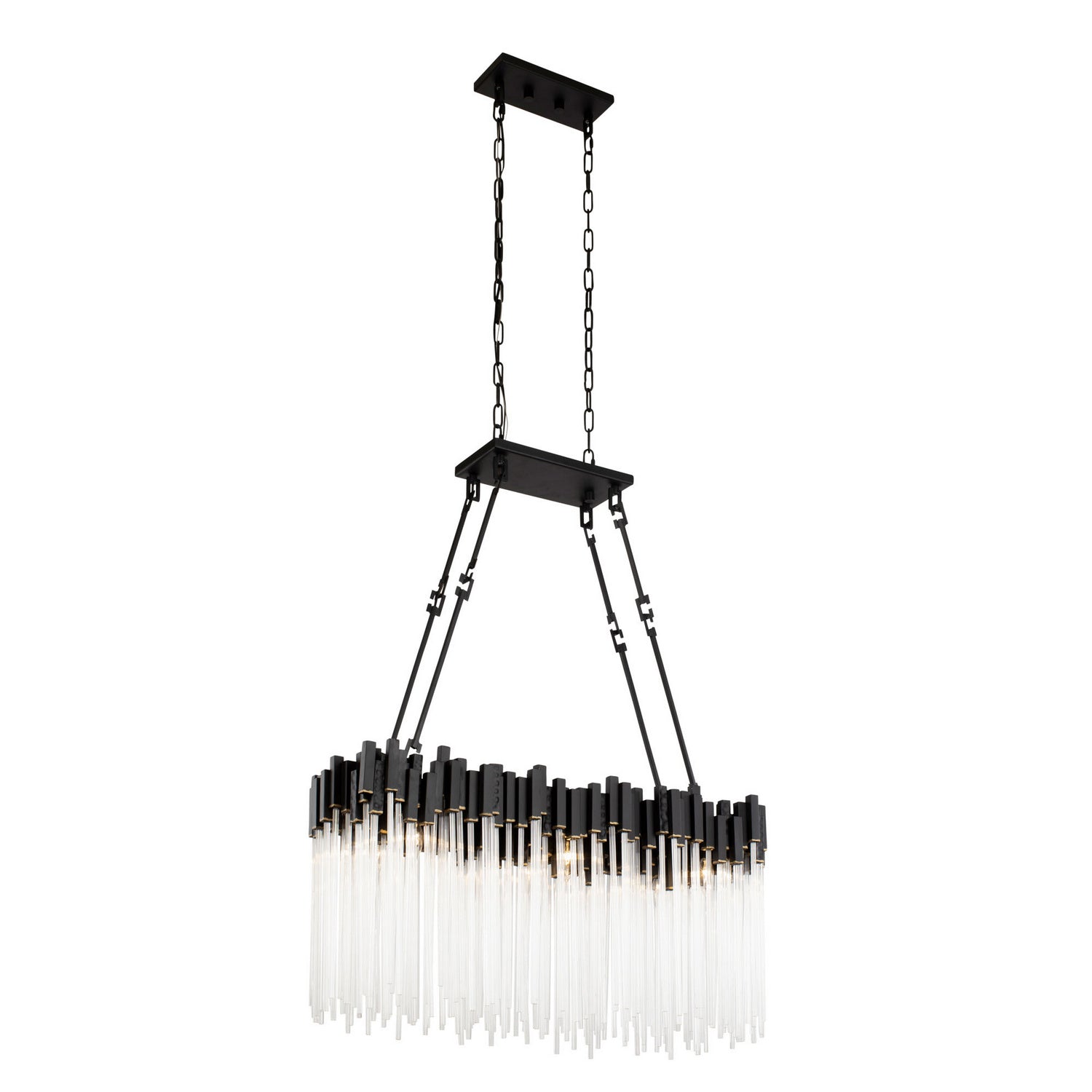 Varaluz - 309N06MBFG - Six Light Linear Pendant - Matrix - Matte Black/French Gold