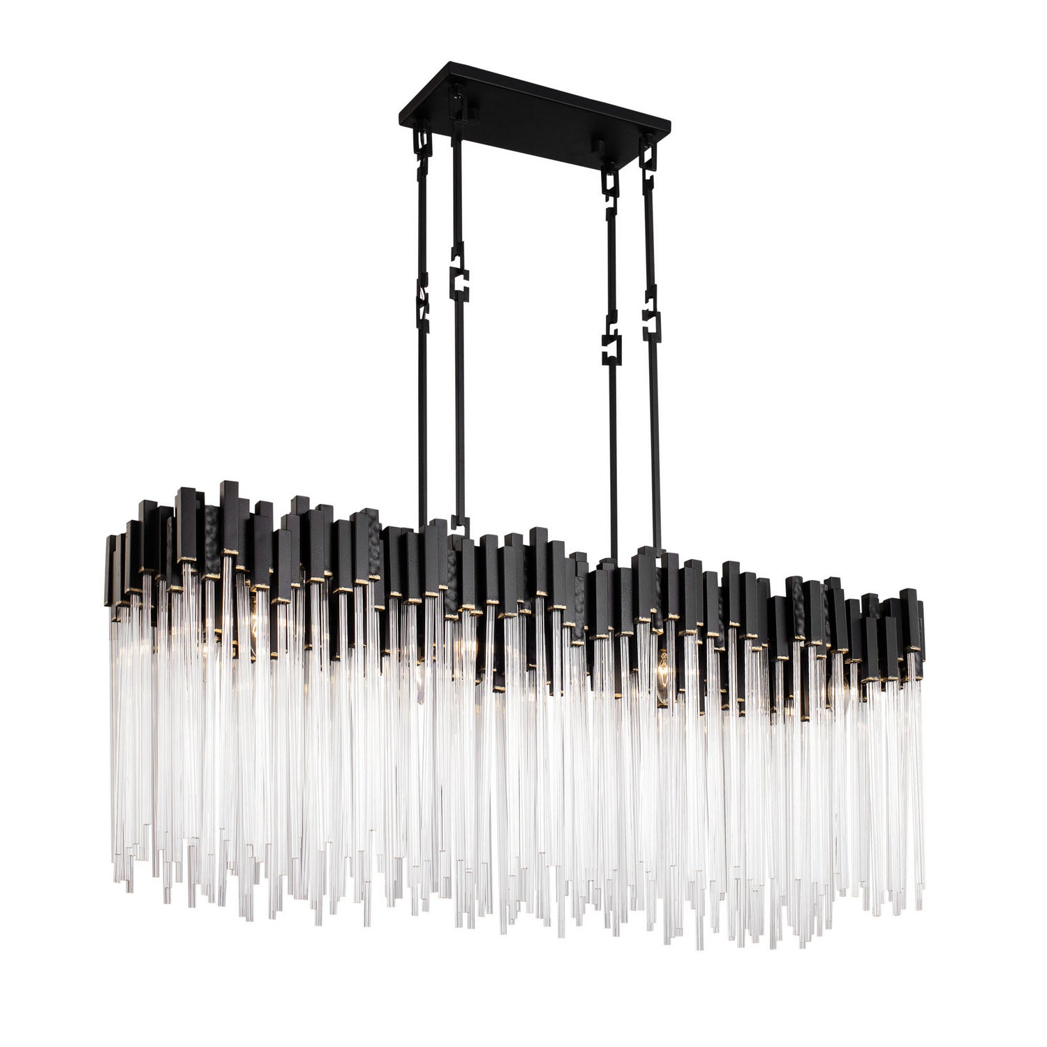 Varaluz - 309N08MBFG - Eight Light Linear Pendant - Matrix - Matte Black/French Gold