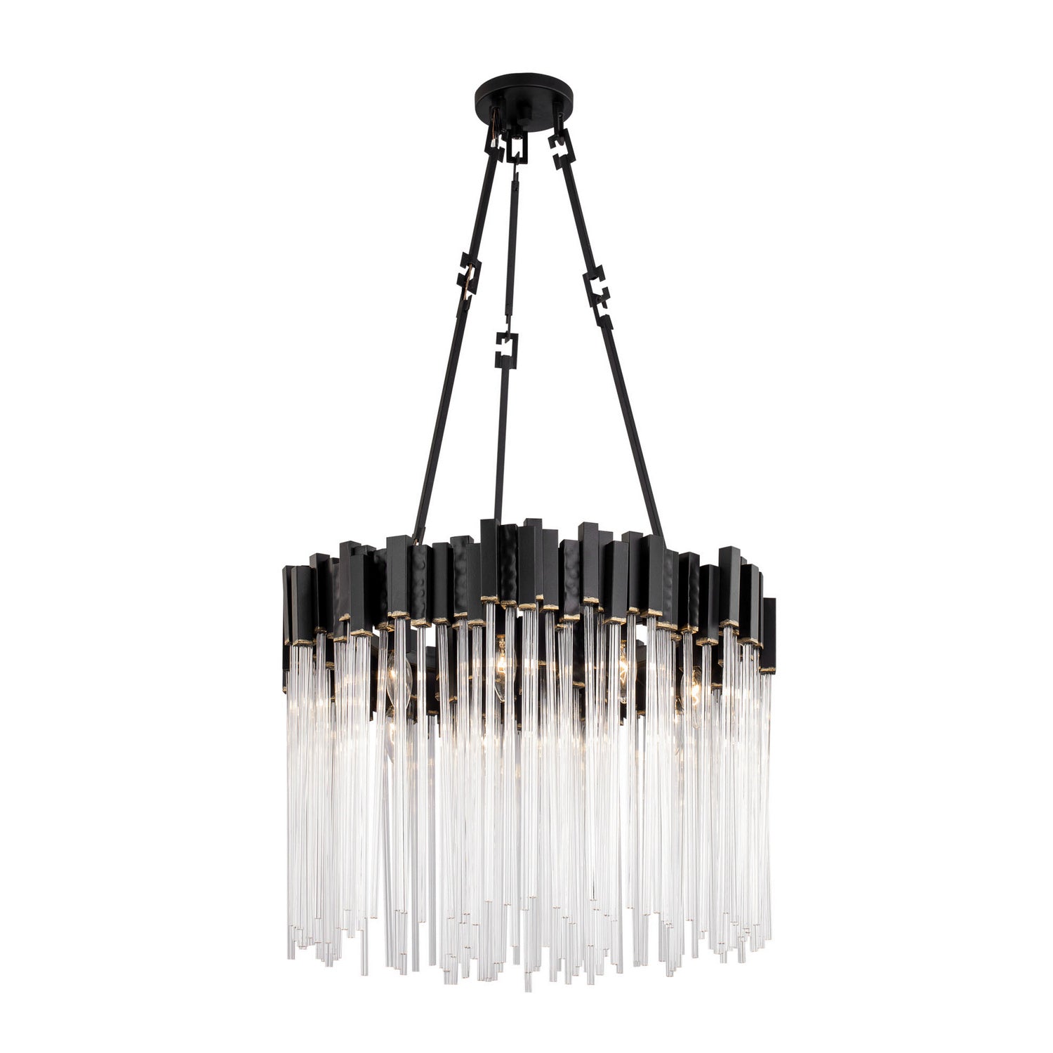 Varaluz - 309P09MBFG - Nine Light Pendant - Matrix - Matte Black/French Gold