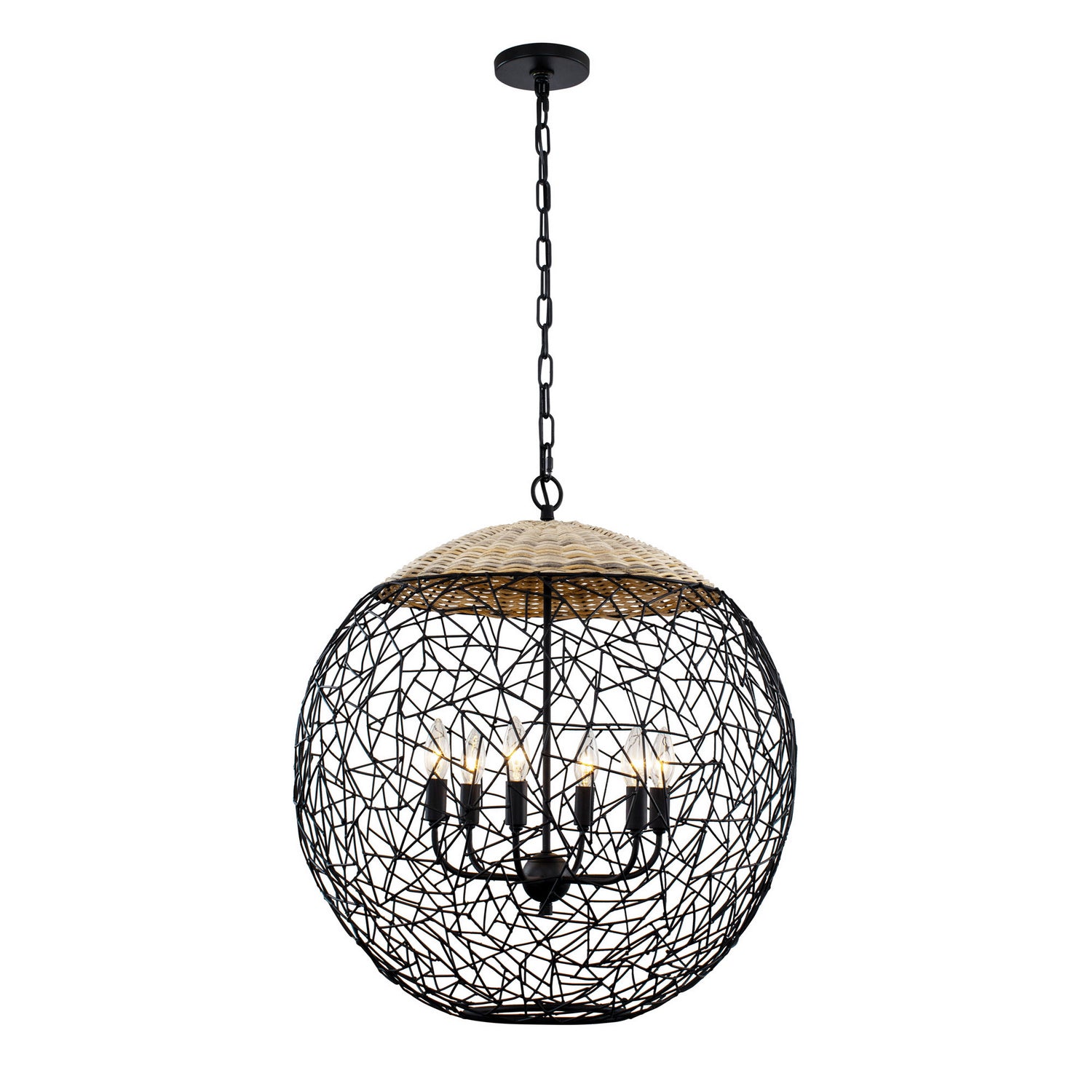 Varaluz - 362P06BL - Six Light Pendant - Cayman - Black