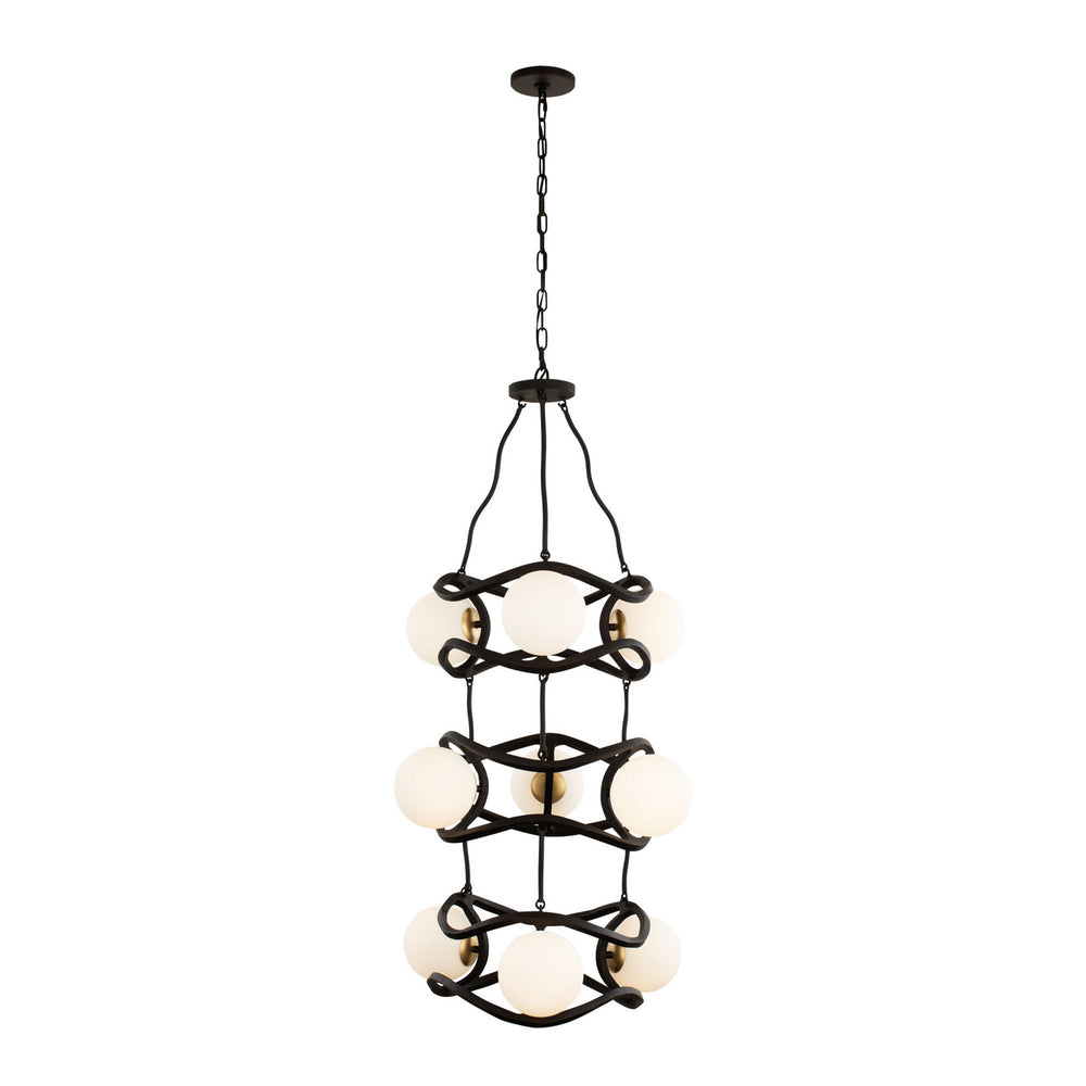 Varaluz - 374F09CBFG - Nine Light Foyer Pendant - Black Betty - Carbon/French Gold