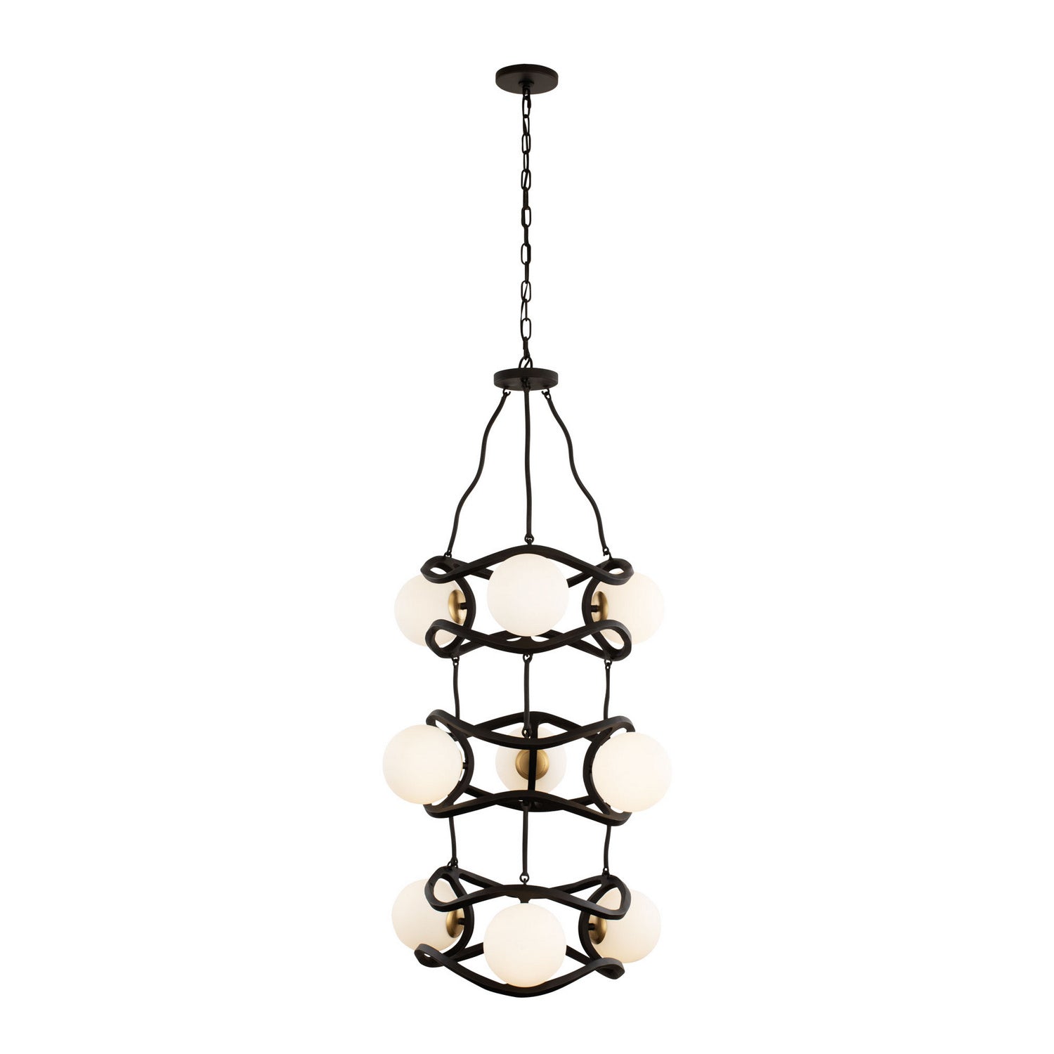 Varaluz - 374F09CBFG - Nine Light Foyer Pendant - Black Betty - Carbon/French Gold