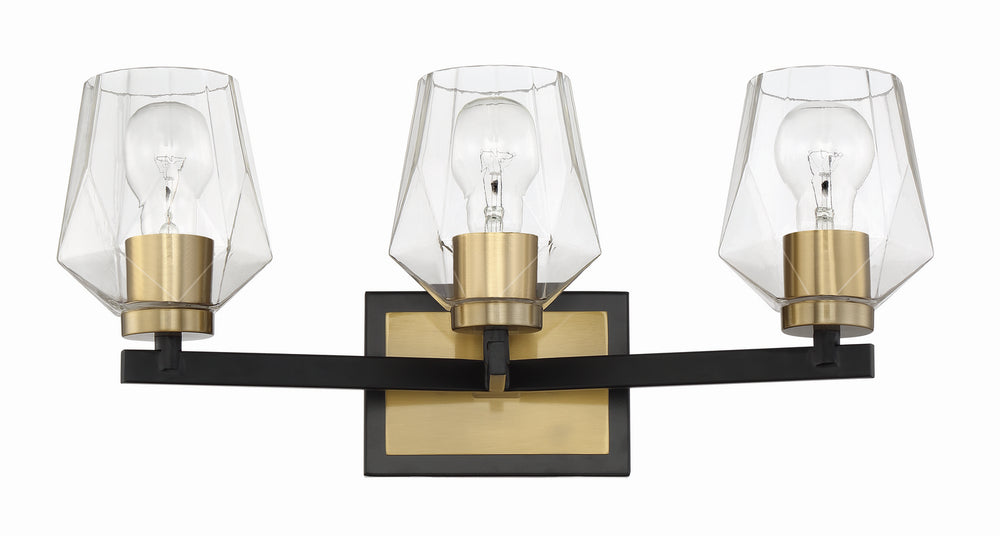 Craftmade - 56903-FBSB - Avante Grand Three Light Vanity in Flat Black/Satin Brass Finish - Avante Grand