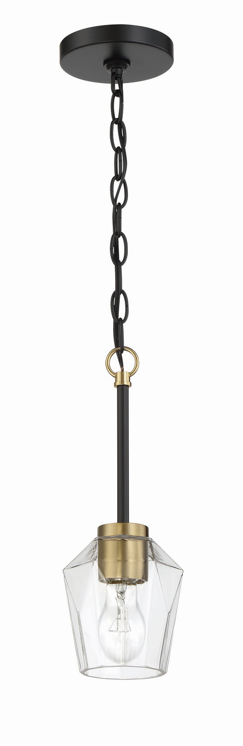 Craftmade - 56991-FBSB - Avante Grand One Light Mini Pendant in Flat Black/Satin Brass Finish - Avante Grand