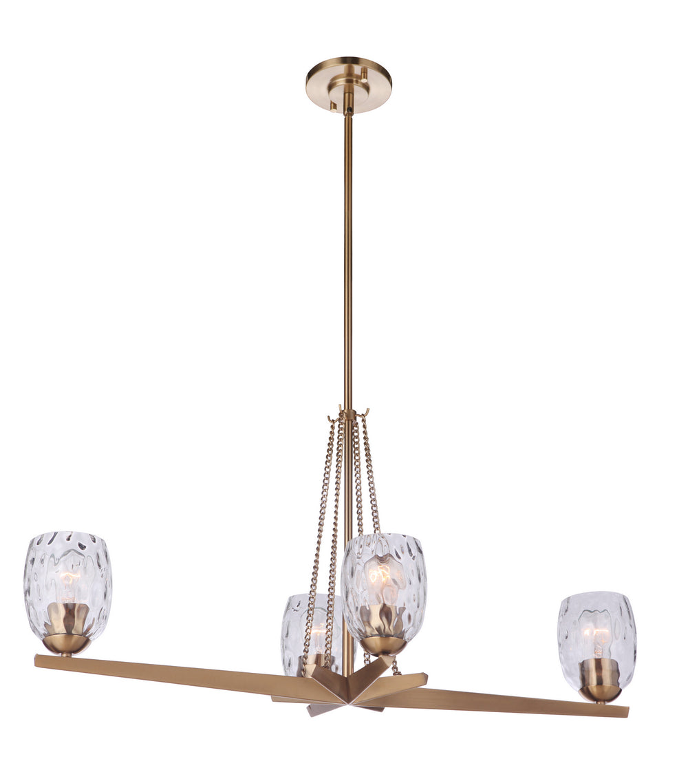 Craftmade - 57374-SB - Guiding Star Four Light Island Linear Chandelier in Satin Brass Finish - Guiding Star